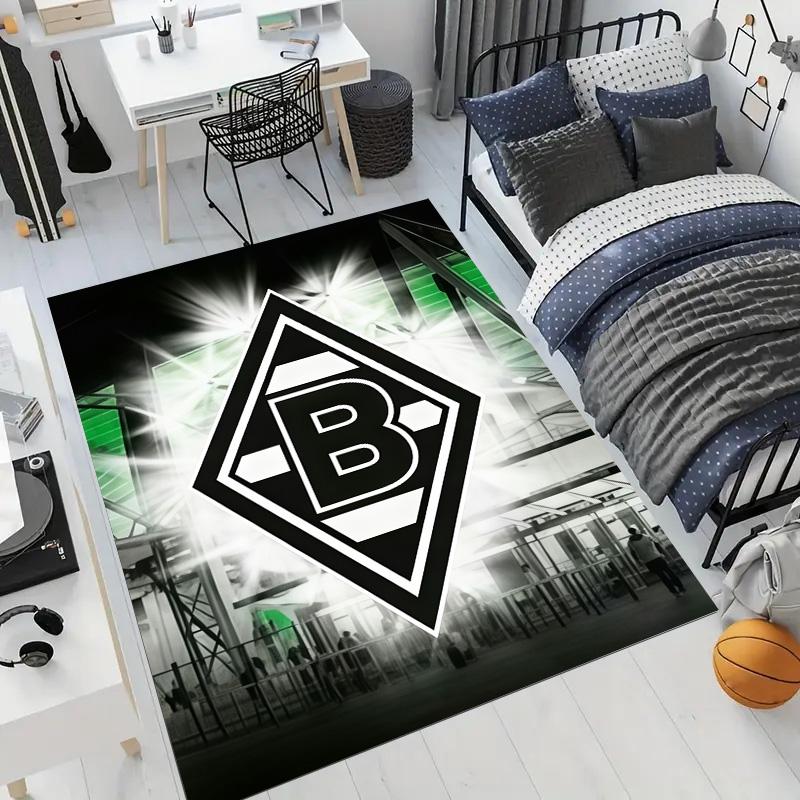 Tapis imprimé logo lumineux du stade de Borussia Mönchengladbach, Tapis de sol antidérapant pour salon, chambre à coucher, décoration intérieure