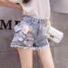 3D Florale Spitze Sommer Denim Shorts Damen Streetwear Hohe Taille Schlanke Passform Y2k Zerrissen Mode Shorts Große Größen