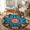 Luxury Round Floral Multicolor Carpet, Non-Slip Floor Mat for Living Room