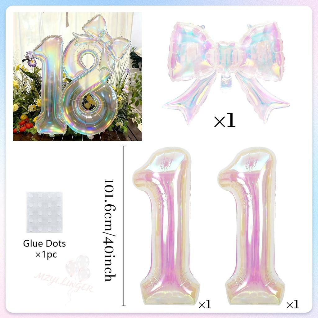 Colorful Transparent Digital Balloon Colorful Bow Balloon, Used for Birthday Parties and Anniversary Decoration