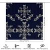 White Floral Shower Curtain Dark Navy Blue Polyester Waterproof Bath Decorative Home Accessories Decoration