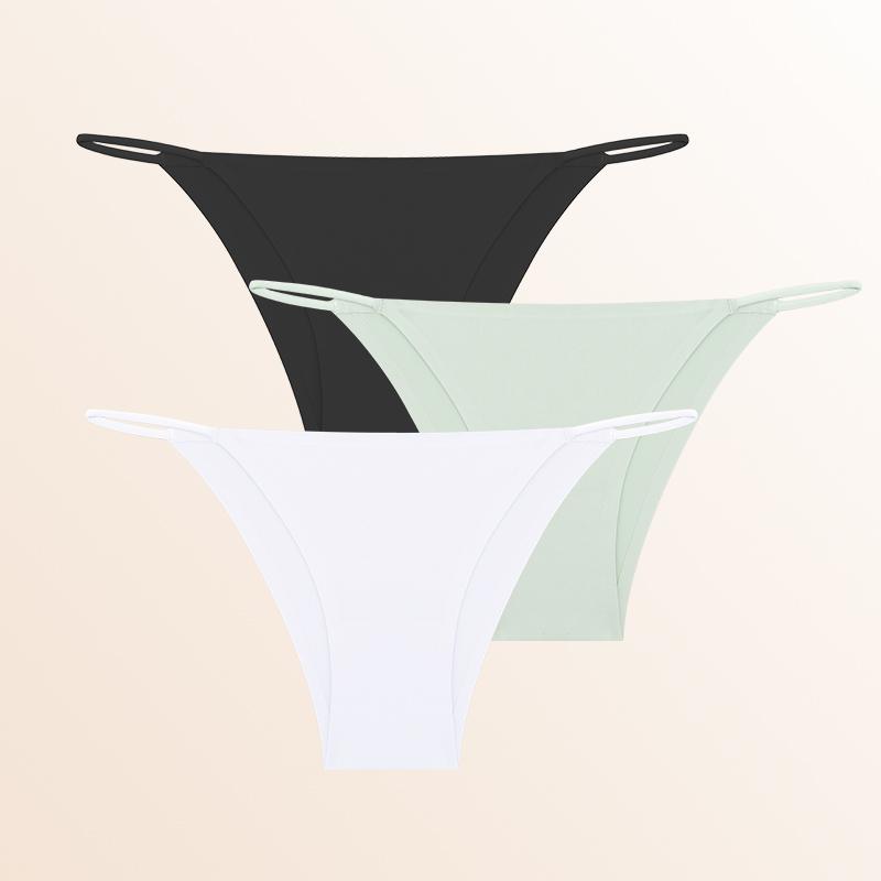 3Pcs Seamless Ice Silk Underwear New Color Sexy Thin Strap Briefs Girls Low Waist Breathable Panties No Trace Lingerie