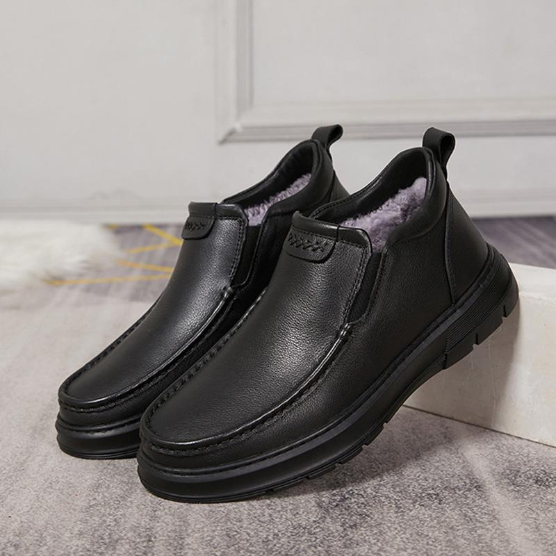 

Snow Boots Winter Wool Man Ankle Boots Mens Chelsea Boots Men Work Shoes Quality Genuine Leather Male Boots Bota Masculina 38