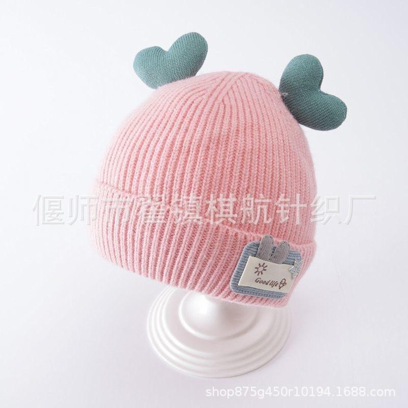 Autumn and Winter Thick Thread Knitted Hat New Cute Bear Boys and Girls Winter Plush Wool Hat Ear Protection Children's Hat