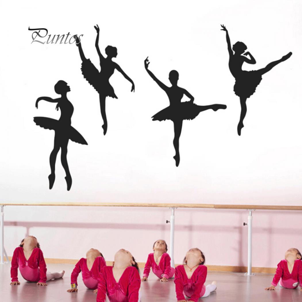 

Домашний комплект, креативная балетная девушка, ПВХ, наклейка на стену, водонепроницаемая, детская наклейка для спальни, домашний декор чёрный