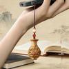 Green Sandalwood Flower Vase Pendant Keychain with Hollow Design