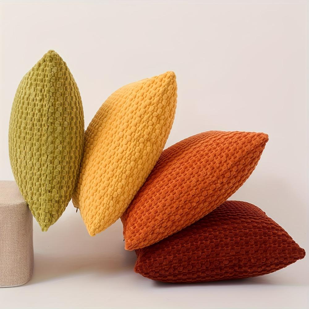 4PCS Solid Color Corn Kernel Throw Pillow Cover Grainy Texture Pillowcase Farmhouse