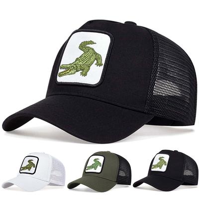 Bonés de Rede de Beisebol Unissex com Bordado de Crocodilo, Ajustáveis para Exterior, Primavera e Verão, Casual, Chapéu Protetor Solar