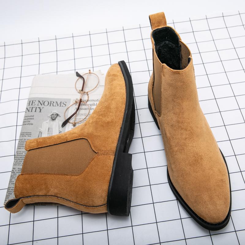 2024 Winter Chelsea Boots for Men Red Sole Pu Ankle Business Round Toe Slip-On Mens Boots Free Shipping Size 38-46 Men Shoes