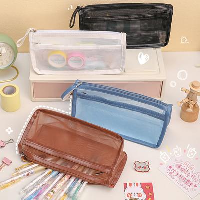 Japanese Style Nylon Storage Bag Portable Mesh Transparent Pencil Case
