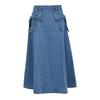 2026 Autumn Bow-Knot High-Waist A-Line Denim Midi Skirt