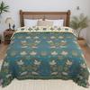 Reversible Cotton Gauze Sofa Throw with Tassel Trim, Floral Blanket for Couch Bed Decor - 150x200cm To 230x250cm