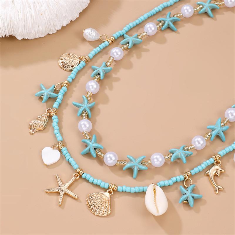 Bohemisk Strandstil Hjärthänge Halsband Med Geometrisk Design För Kvinnor Sommar Mode