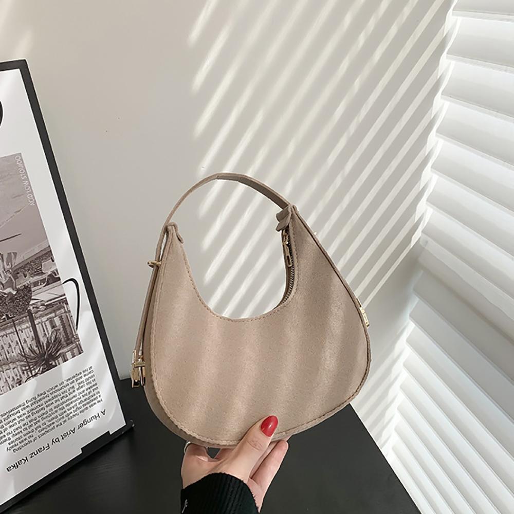 Fashi Felt Cloth Pattern Shoulder Bags For Women Small Handle Underarm Bag Clutch Luxury Solid Color Female Handbag With Purse