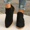 Side Zipper Suede Pointed Boots Winter Heel Chelsea Boots Women's 43