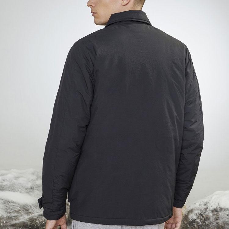 Adidas Solid Color Polo Collar Outdoor Sports Cotton Jacket Winter Men Jacket Black GV5358