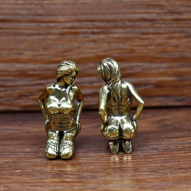 Brass Sexy Girl Figurines Bikini Beauty Statue Yoga Beautiful Woman Ornament Home Decor Model Collectible Gifts for Man Brothers