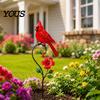 Spring Garden Accents Red Bird Stake, Metal Yard Art Stake Flower And Ornament for Patio Lawn Pathway Memorial Site