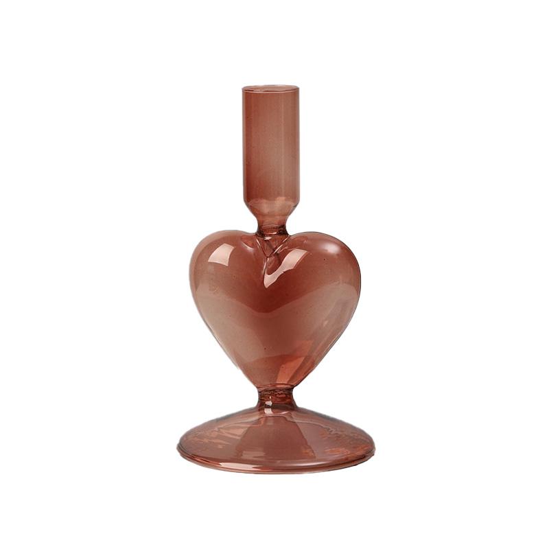 

1PC Candlestick Holder Elegant Heart-Shaped Wedding Decoration Glass Pentagram Candlestick Table Centerpiece Colorful Vase