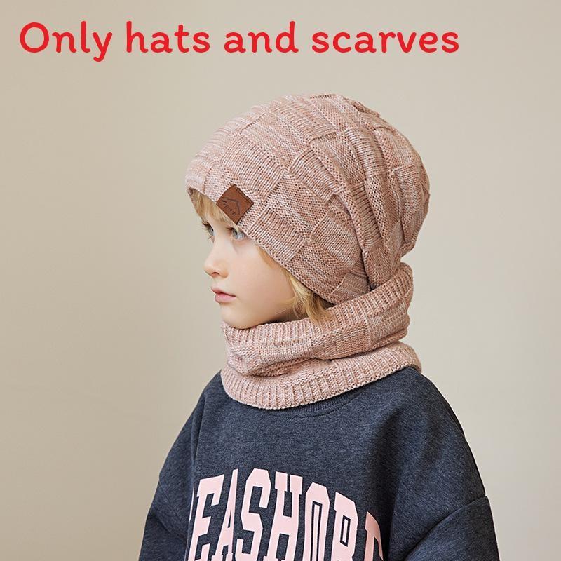 Kids Knitted Hat And Gloves Set For Winter Warmth With Neck Protector For Children