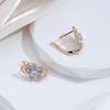 Kinel Rose Gold Color Flower Shape Stud Earrings For Women Silver Plated Zircon Wedding Earring