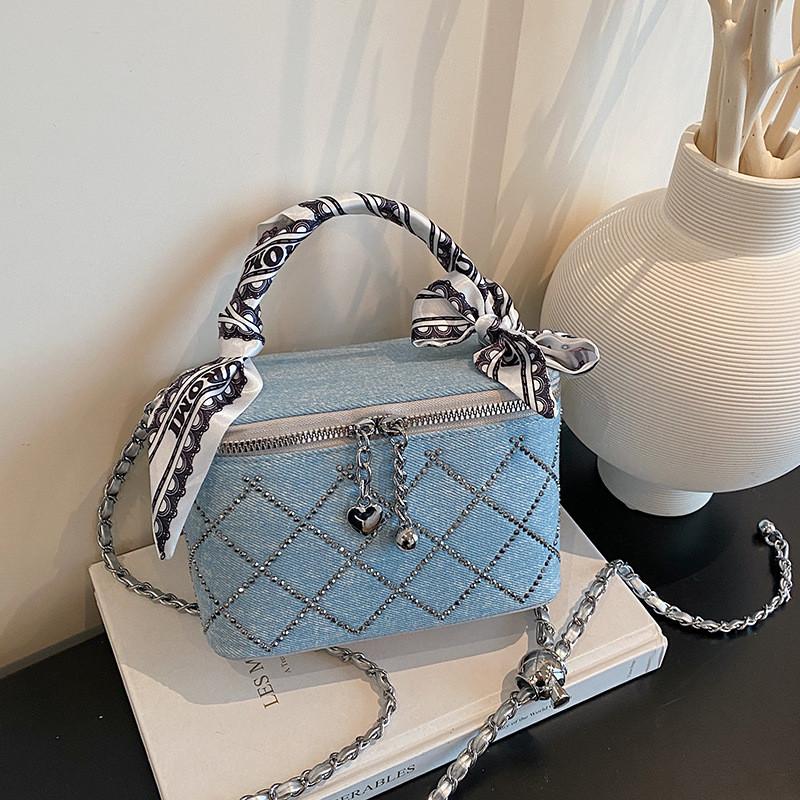 IELGY Fashionable All-Match Chain Cross-Body Small Square Bag Portable Box Bag