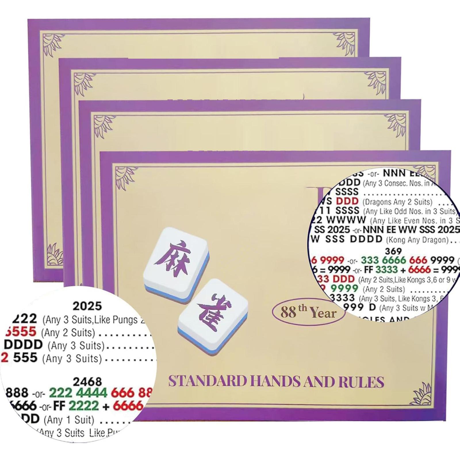 

Mahjong Cards 2026, 4 PCS Mah Jongg Cards Large Print Mahjong Set - Classic Entertainment Board Game For Family & Friends,Collectible Card Game Decks One Size