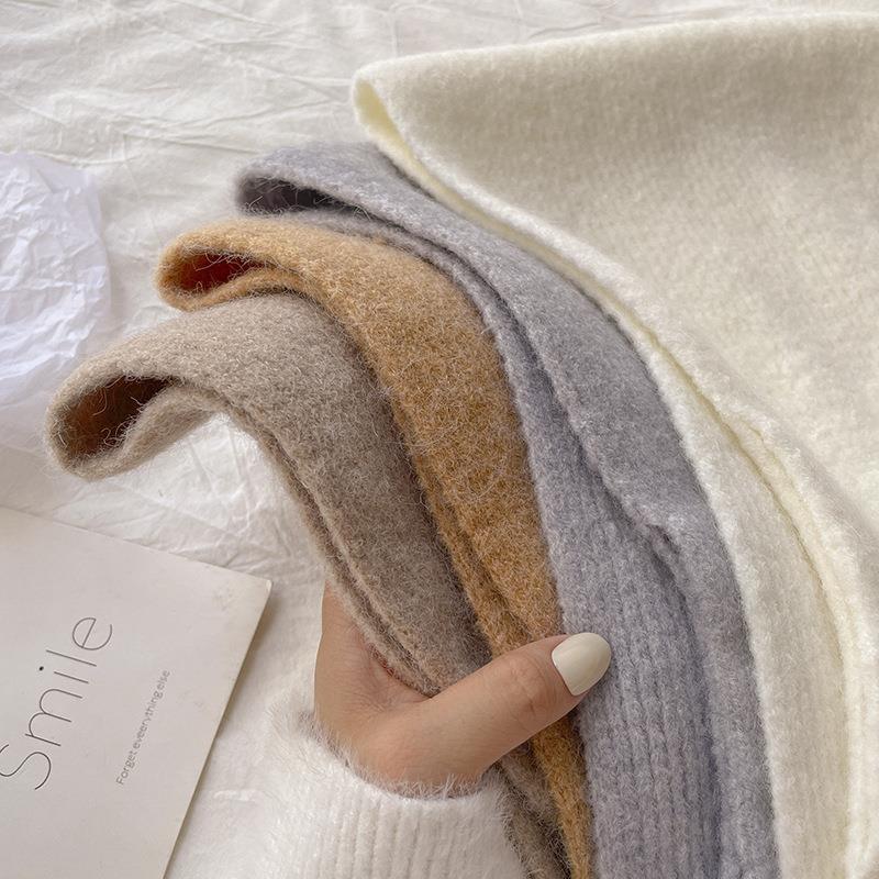 Small Scarf Short Women's Autumn and Winter Cross Knitted Scarf Korean Style Color Matching Scarf Winter Warm Button Neck Gaiter