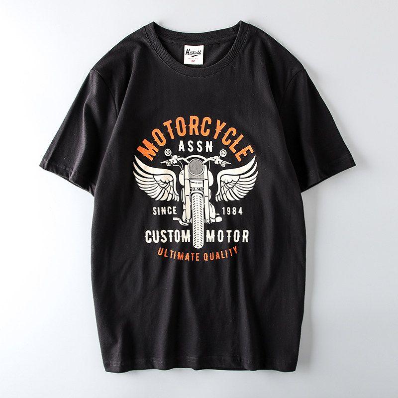 Trendy Retro Europe and America Hong Kong Style Export Half Sleeve T-Shirt Black 3XL