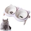 Cervical Protection Ceramic Cat Bowl with Stand Double Bowl Cat Feeding Dish  Water
