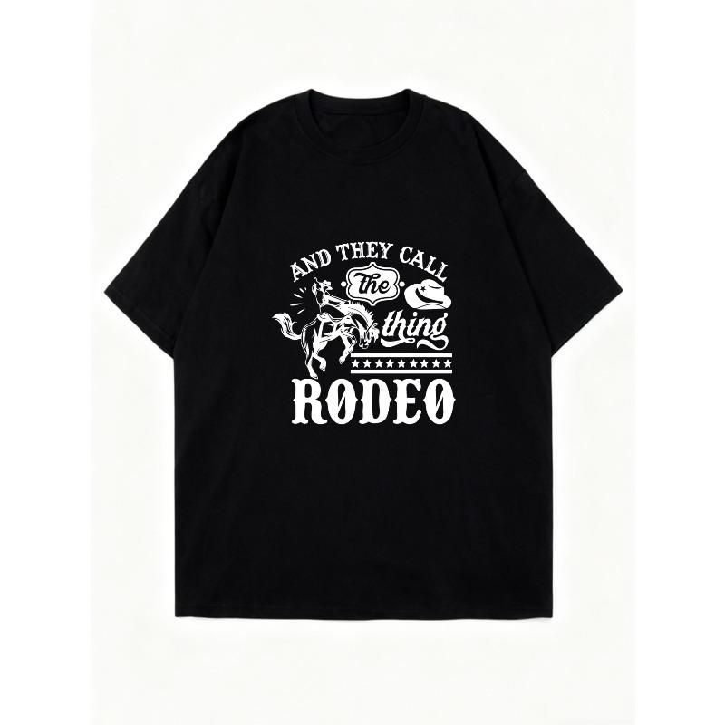 Oversized T Shirt Black And They Call The Thing Rodeo Print With Cowboy Horse Design For Casual Wear And Western Style Outfits