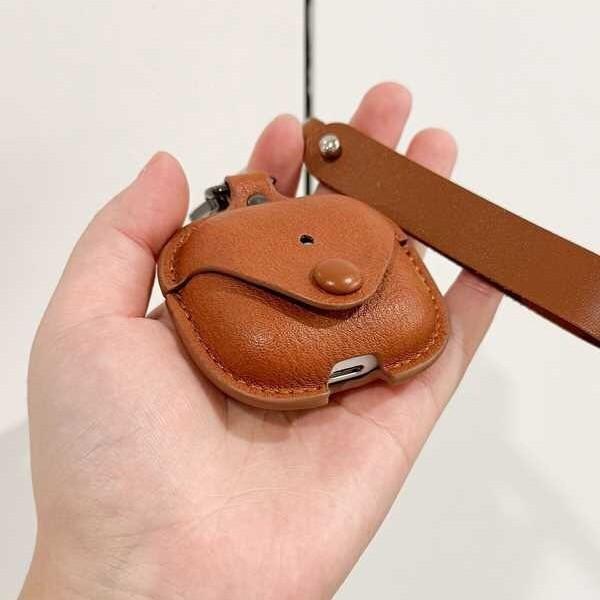 Leather earphone cover for airpodspro3 protective case Apple airpods4 advanced sense second generation lanyard