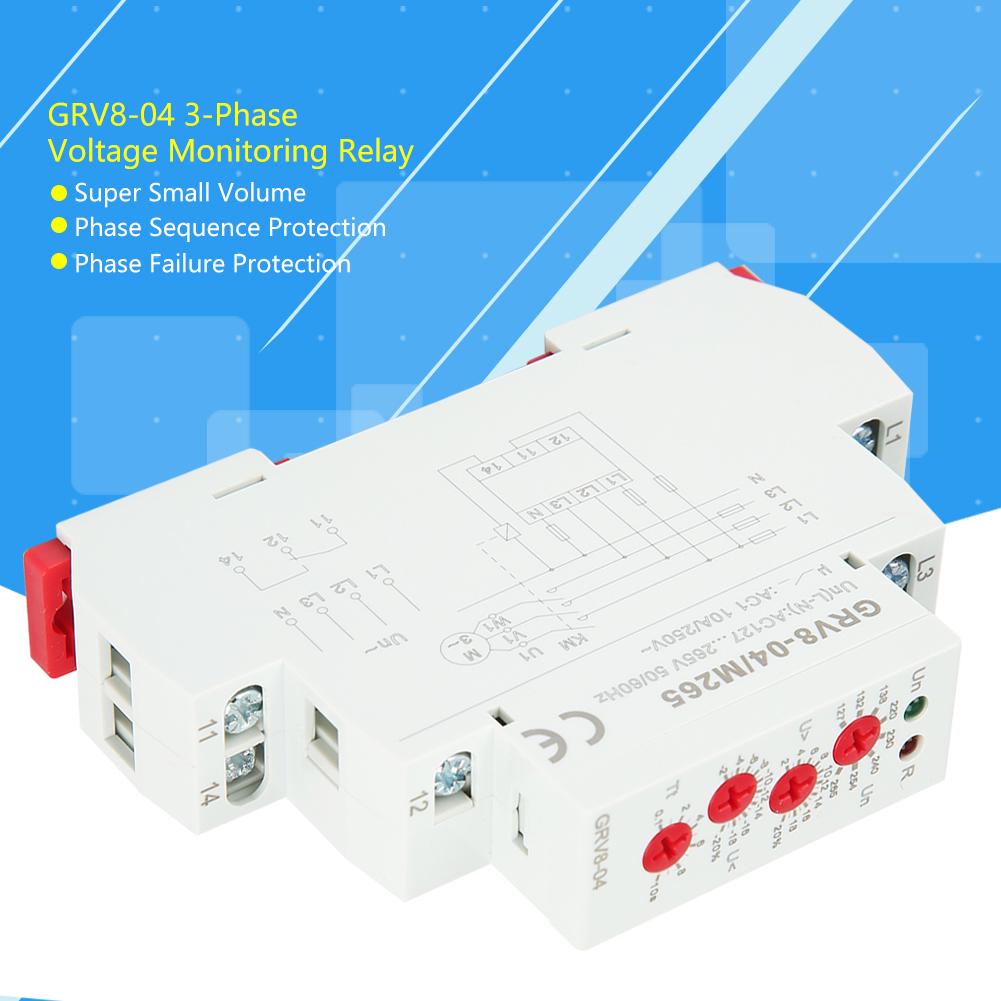 GRV8 04 3 Phase Voltage Monitoring Relay Phase Sequence Phase Failure Protection M265
