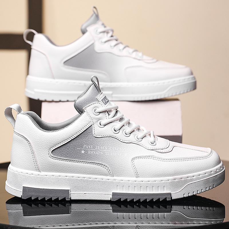 Fashion Mesh Fashion Men Casual Sneakers Lace-up Breathable Lightweight Vulcanized Shoes Men's Shoes Outdoor Sports Shoe Small White
