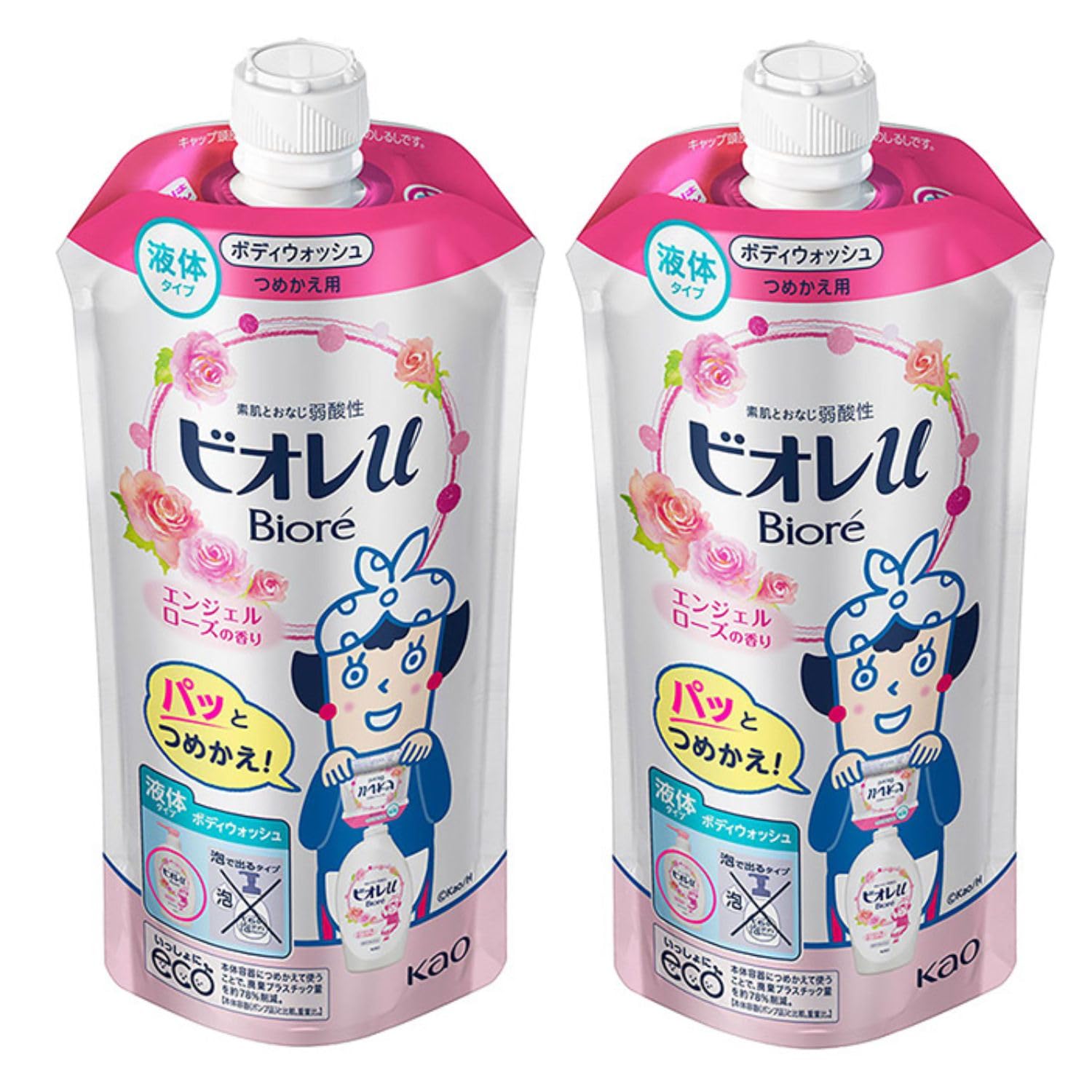 Body Wash Refill 340ml x 2-Pack, Angel Rose Scent