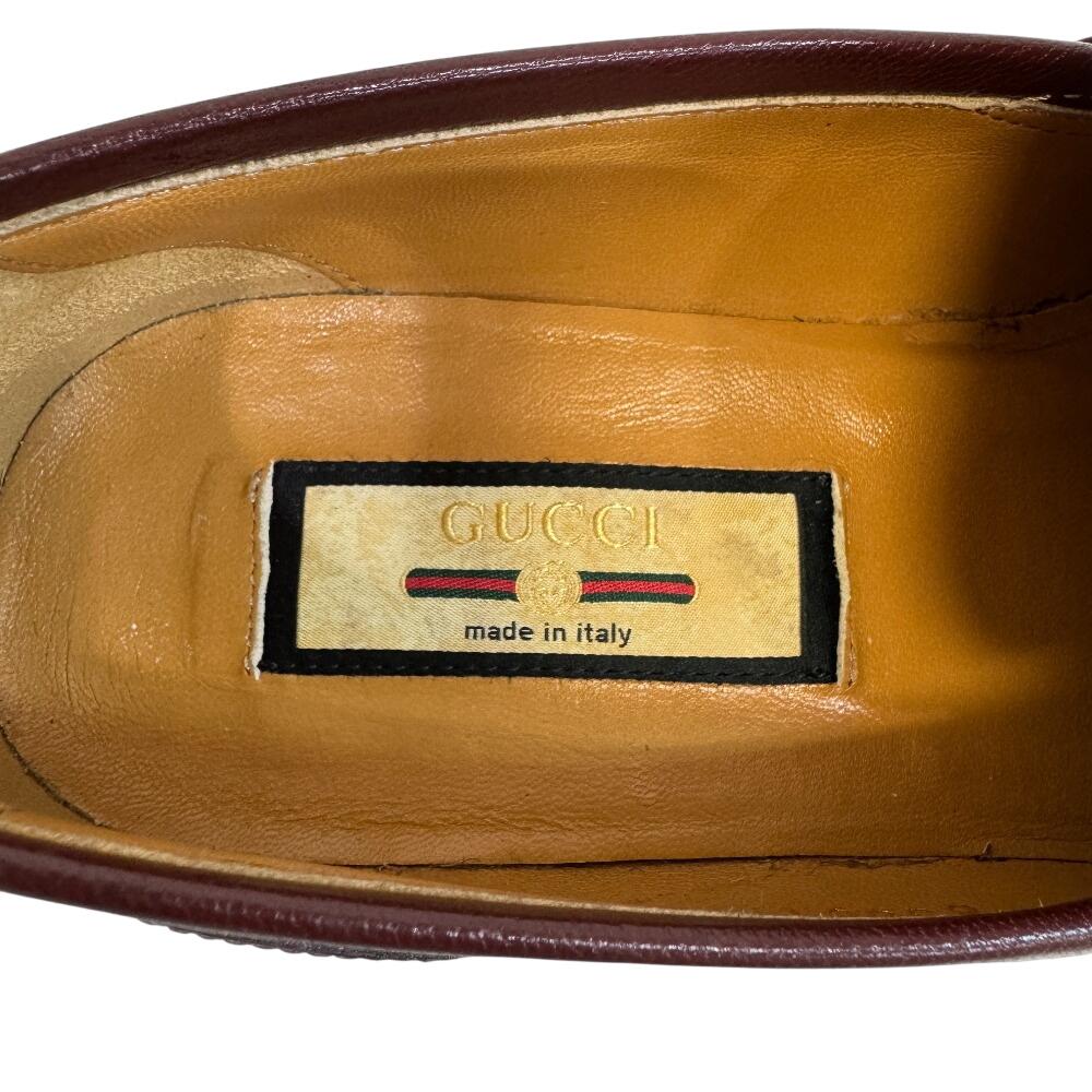 Gucci Sherry Line Leather Horsebit Loafers Wine-red Leather Used