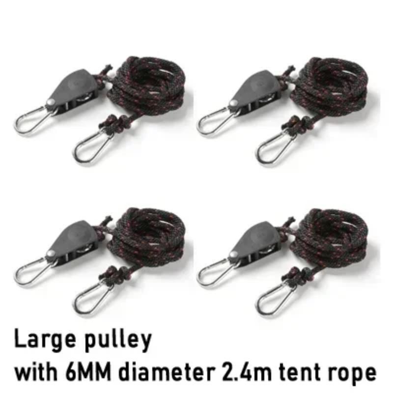 4Pcs Tent Adjustable Rope Fastener Fixed Buckle Pulley Tensioner Ratchet Hangers Lights Lifting Camping Awning Wind Rope