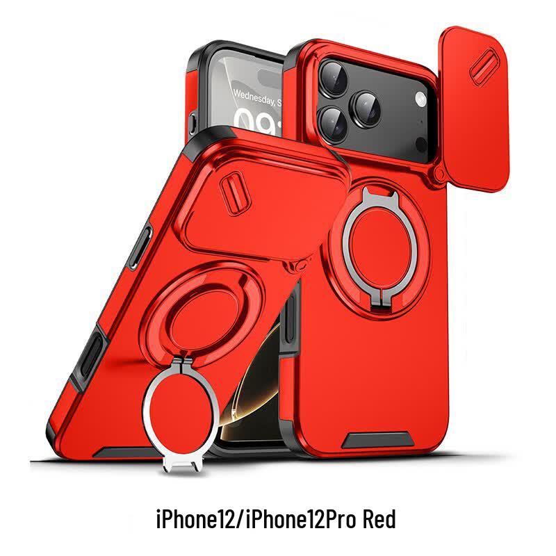CAXITON Magnetic Lens Slide Ring Phone Case for iPhone 12/12 Pro
