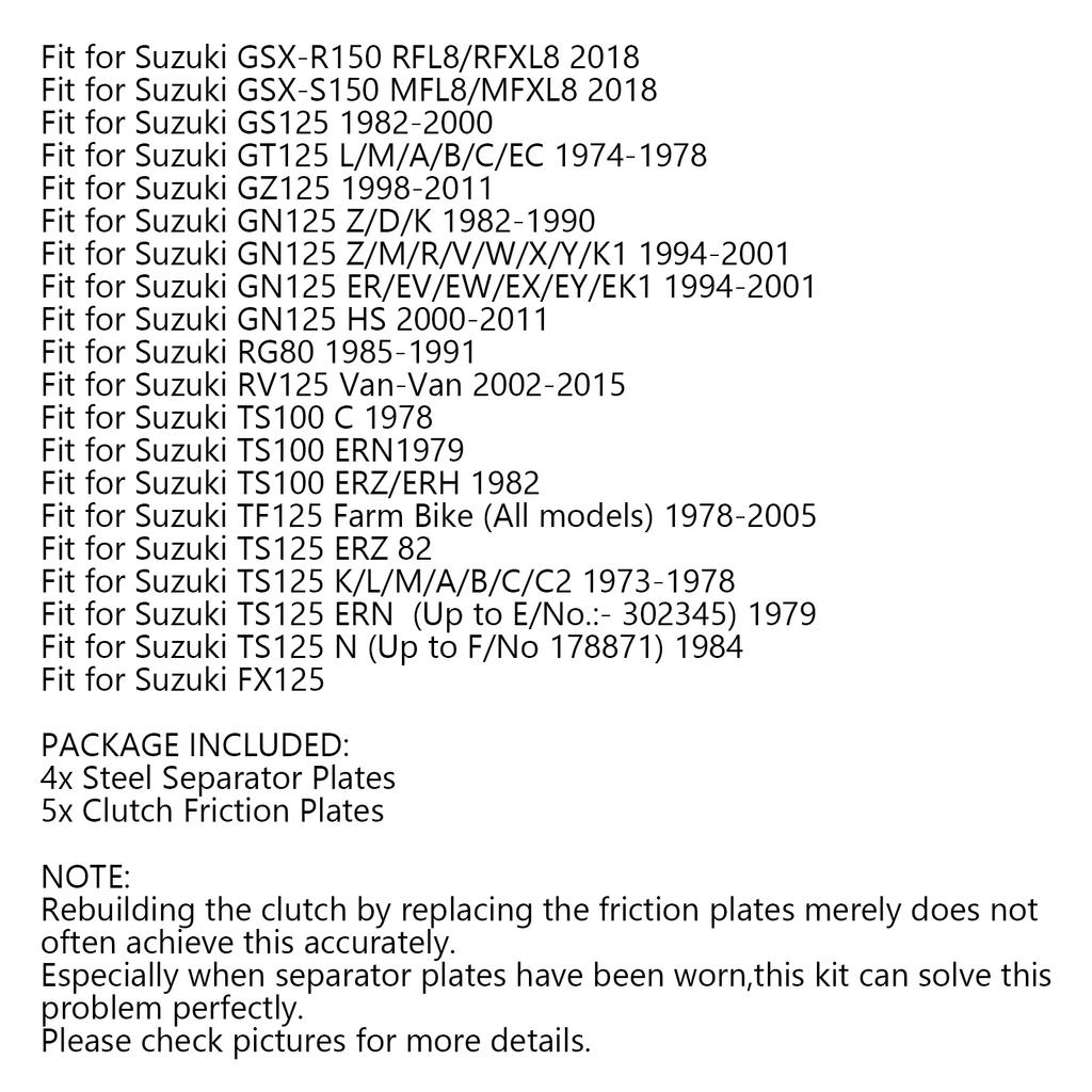 Clutch Kit Iron Friction Plates Fit for Kawasaki KLX125 Suzuki GN125 GSX-R150