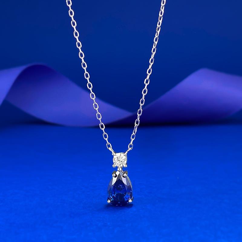 

Pear-Shaped Water Drop 7 * 10M Necklace Female Collarbone Chain Retro Wind Pendant Female 925 silver