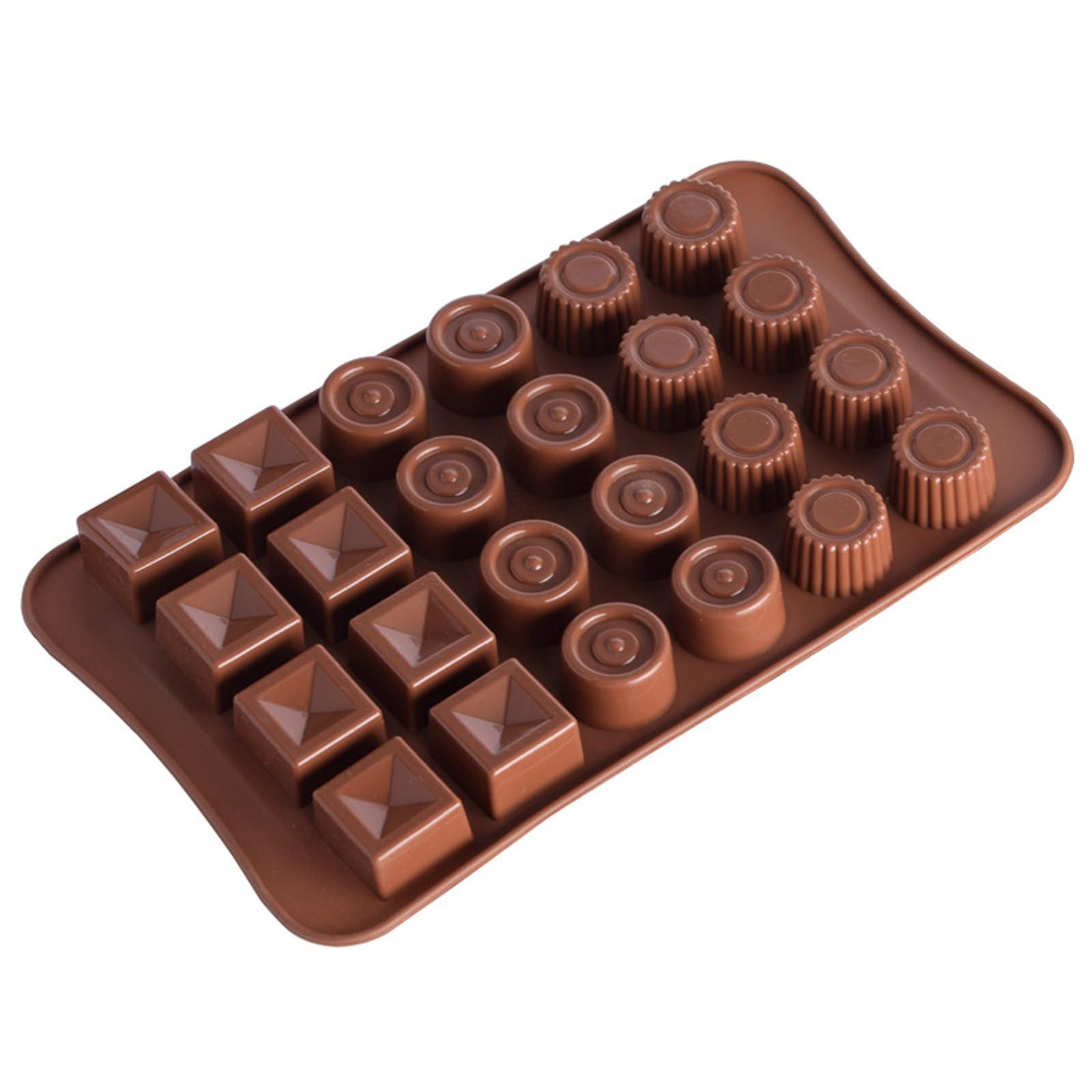 

Silicone Ice Cube Tray 24 Cavities Multi Shape Flexible Mold for Baking Candy Chocolate and Frozen Drinks Kitchen Tool One Size коричневий