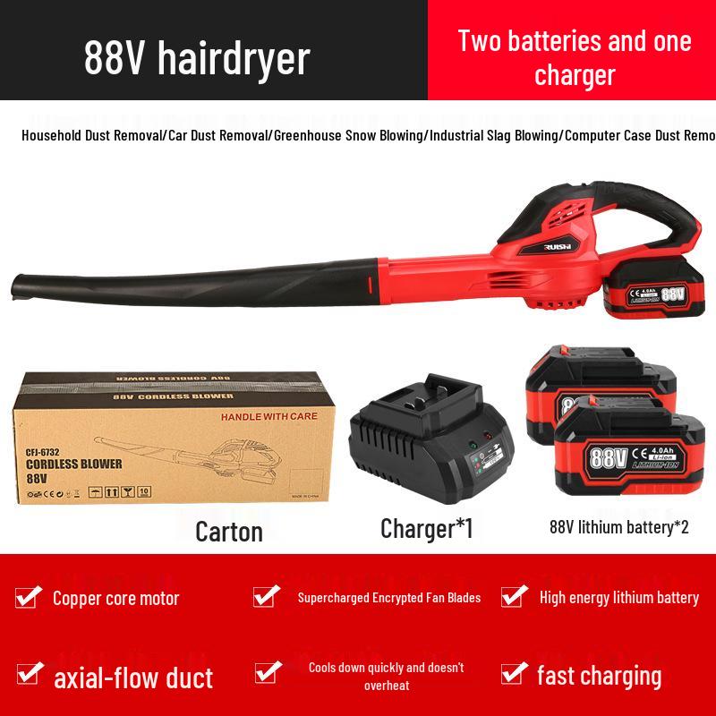 Ruishi High-Power Rechargeable Hair Dryer & Dust Blower/Vacuum for Home & Industrial Use