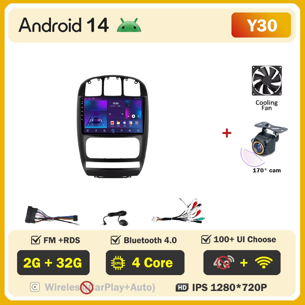 For Dodge Caravan 4 For Chrysler Voyager RG RS Town & Country RS 2000 Android 14 Car Radio Touch Screen Automotive Multimedia