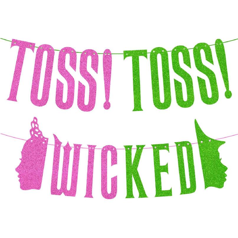 Wicked Birthday Party Decorations, Glitter Pink & Green Witches Birthday Banner, Girls Good Witch Bad Witch Bachelorette Party You re Gonna Be