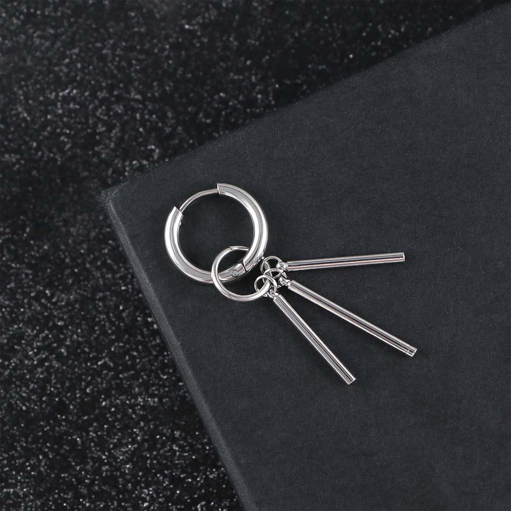 Fashion New Bar Stainless Steel Women Round Men Earring Hoop Earring Tassel Earring Clip Earring
