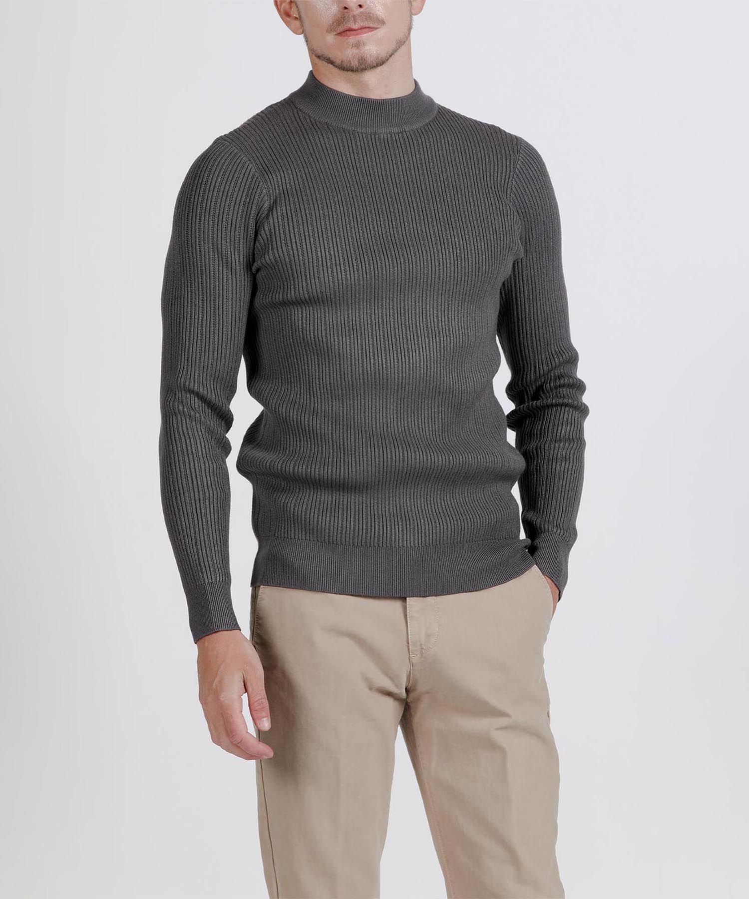 Panicalle Ribbed Knit Viscose Blend Sweater [2 Colors] Gray/M