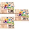 Premium Wooden Children's Multi-purpose Checkers Backgammon Games Chess Puzzle