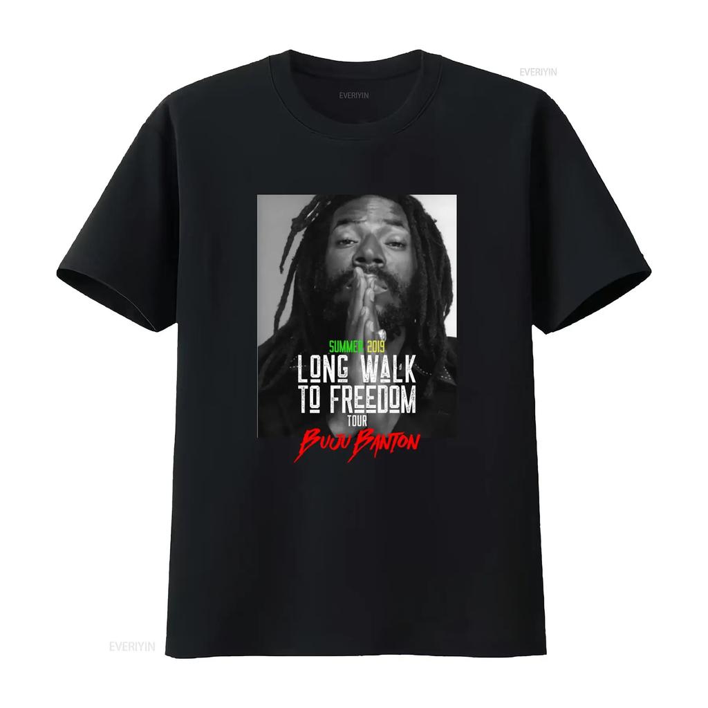 Buju Banton Long Walk To Freedom Tour 2019 Verão Camiseta Estilo Reggae vintage Lavada Estilosa roupas de designer Ligeiramente moda