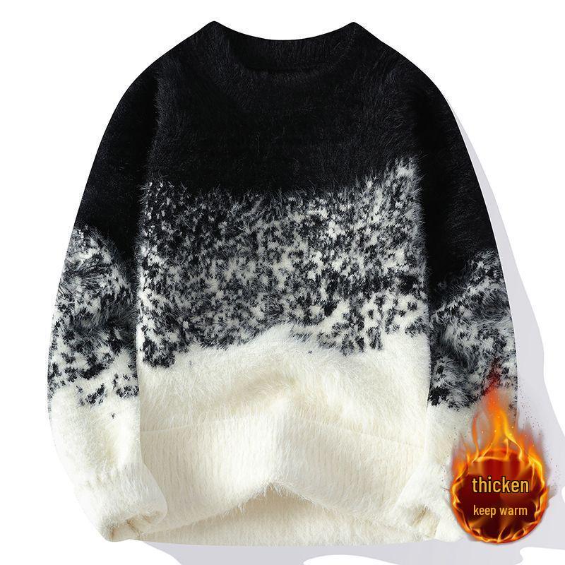 Свитер с градиентом из норки и шерсти - С круглым вырезом Теплый плотной вязки Модный свободный крой для подростков Идеален для осенизимы M for 90-110 Jin 3780₽