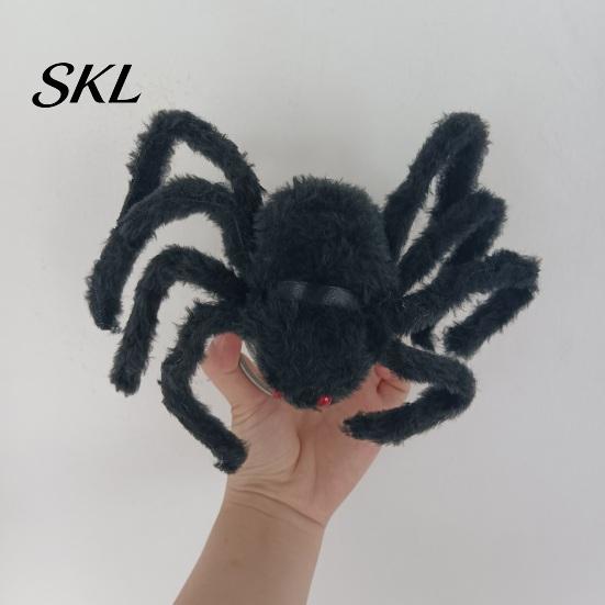 Decorative Spider for Trees Halloween Tree Topper, Spooky Large Black Furry Creative Props Ornament with Spiral Base Home Party Haunted House Supplies